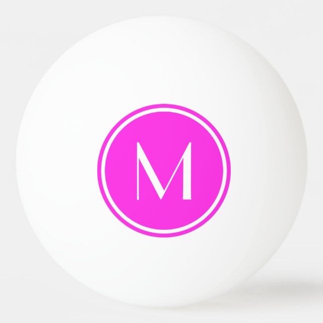Striking Pink Custom Monogram Ping Pong Ball (Front)