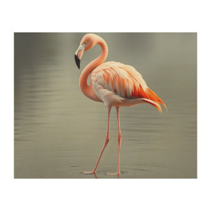 Striking Pink Feathers and Unique Features Wood Wall Art