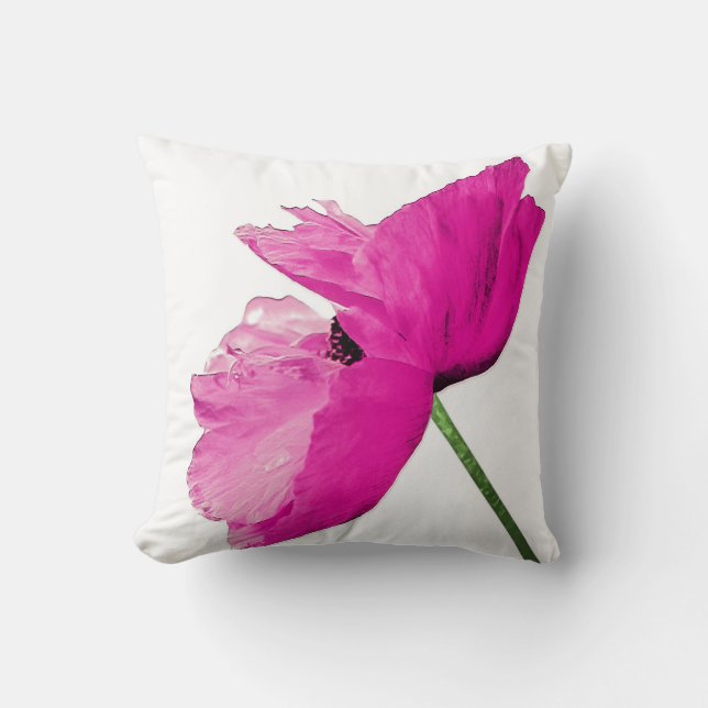 Striking pink poppy pillow (Front)