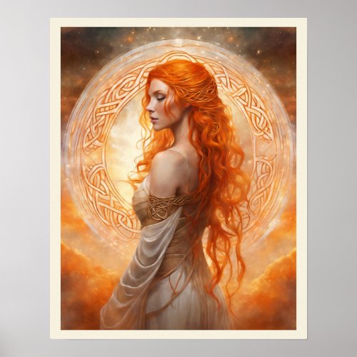 Striking Portrait of a Redhead Woman Long Hair Poster