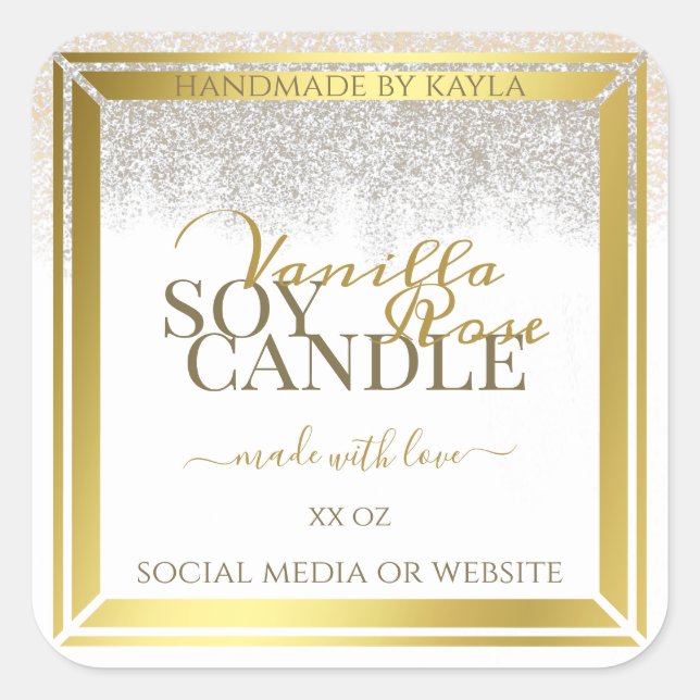 Striking Product Packaging Labels White and Gold (Front)