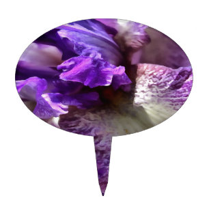 Striking Purple, Violet and Mauve Iris Abstract Cake Topper