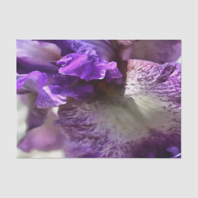 Striking Purple, Violet and Mauve Iris Abstract Tissue Paper (Front)