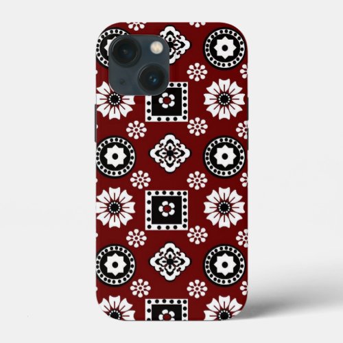 Striking Red and Black Geometric Design iPhone 13 Mini Case