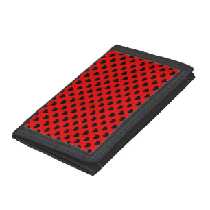 Striking Red And Black Hearts Pattern Girl's Tri-fold Wallet