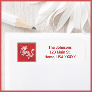 Striking Red and White Dragon Label