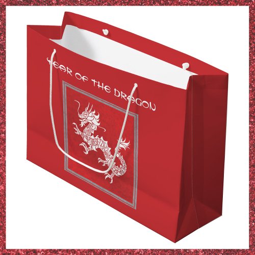 Striking Red and White Year of the Dragon  Large Gift Bag