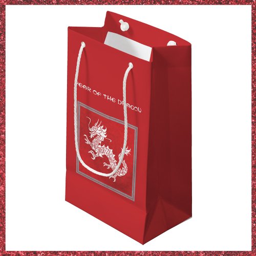 Striking Red and White Year of the Dragon  Small Gift Bag