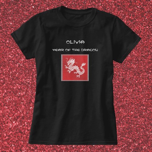 Striking Red and White Year of the Dragon  T_Shirt
