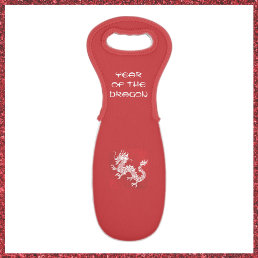 Striking Red and White Year of the Dragon  Wine Bag