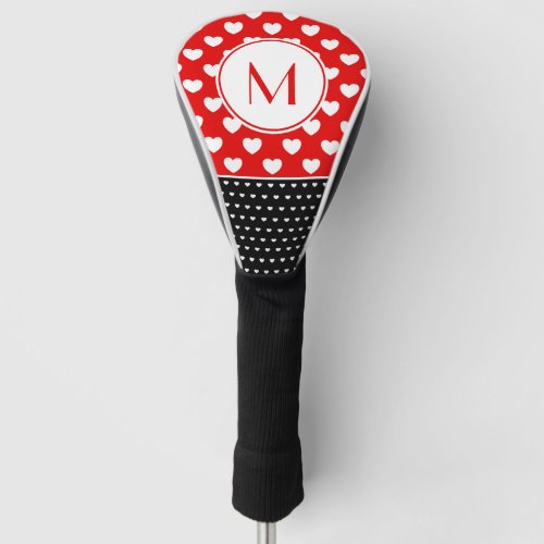 Striking Red Black And White Custom Monogram Golf Head Cover