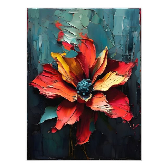 Striking Red Flower in Abstract Photo Print (Front)