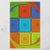 Striking Red Golden Green Checkered Spiral Art (Front)