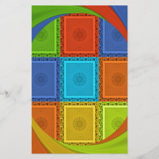 Striking Red Golden Green Checkered Spiral Art (Front)