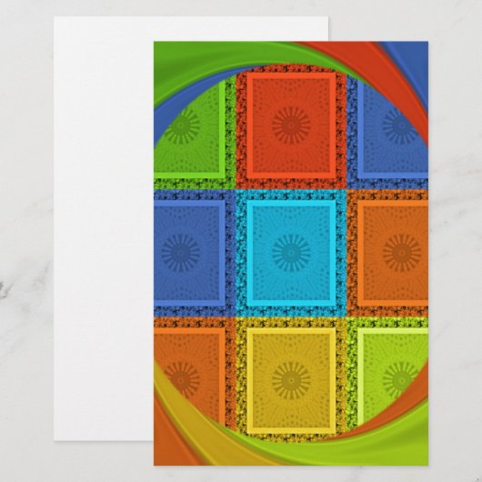 Striking Red Golden Green Checkered Spiral Art (Front/Back)