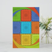 Striking Red Golden Green Checkered Spiral Art (Standing Front)