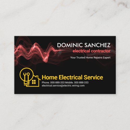 Striking Red Lightning Home Repairs Electrician Business Card