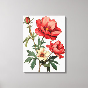 Striking Red Poppies on a Crisp White Background Canvas Print