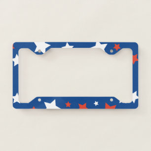 Striking Red White And Blue Patriotic Stars Gift License Plate Frame