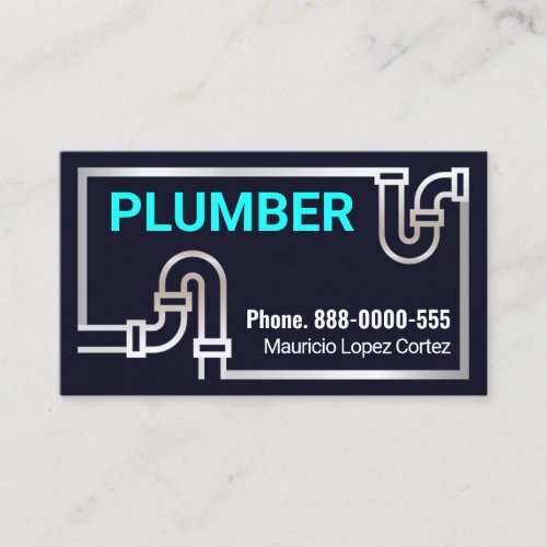 Striking Retro Silver Pipe Border Business Card