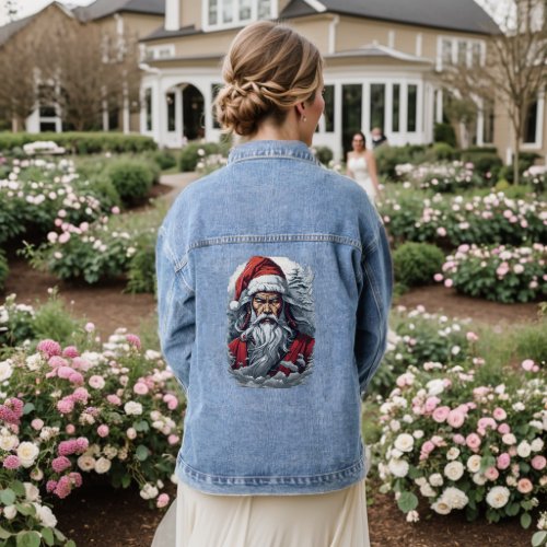 Striking Samurai Santa Claus Denim Jacket