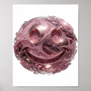 Striking Silver HAPPY FACE Bold Design Poster