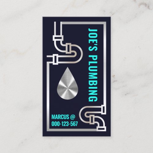 Striking Silver Water Pipes Plumbing Business Card