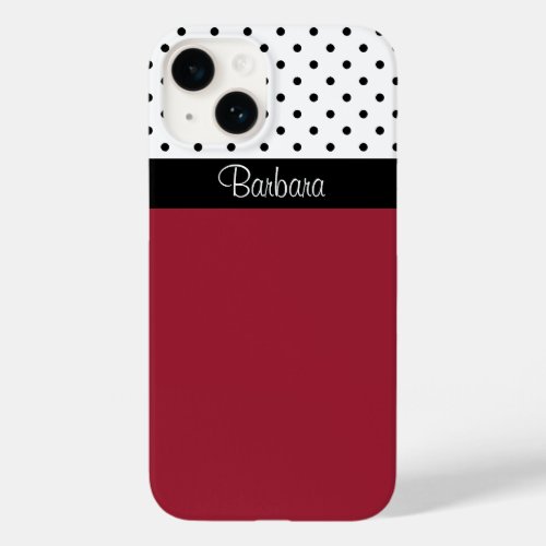 Striking Spicy Red Black White Dots Chic Pattern Case_Mate iPhone 14 Case