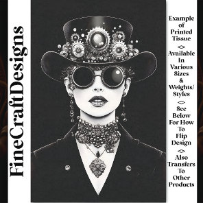 Striking Steampunk Woman Monochrome AC5 Decoupage Tissue Paper