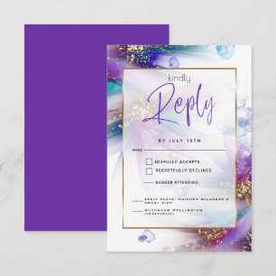 Striking Teal Purple Abstract Meal Choice RSVP Card