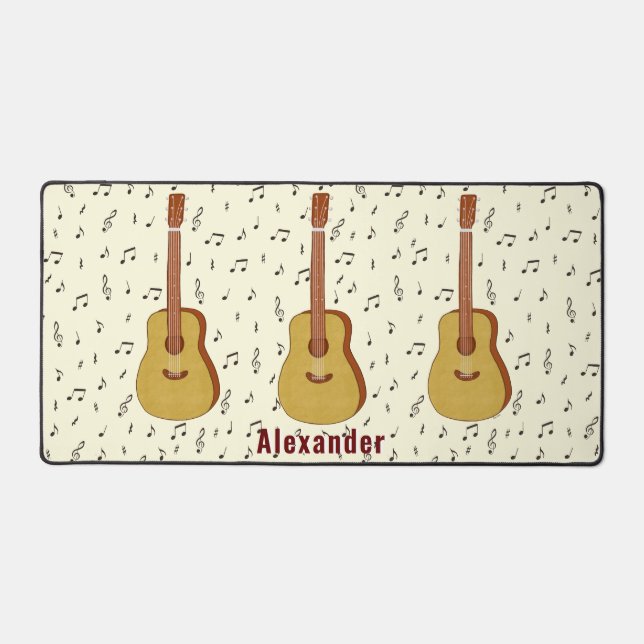 Striking Three Guitar Music Design Desk Mat (Front)
