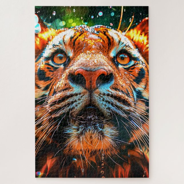 Striking Tiger Face Closeup Jigsaw Puzzle (Vertical)