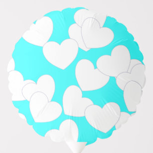 Striking Turquoise Balloon With Big White Hearts