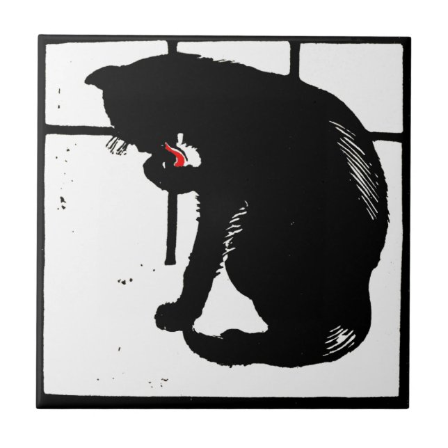 Striking Victorian Woodcut Animal Coaster Cats (Front)