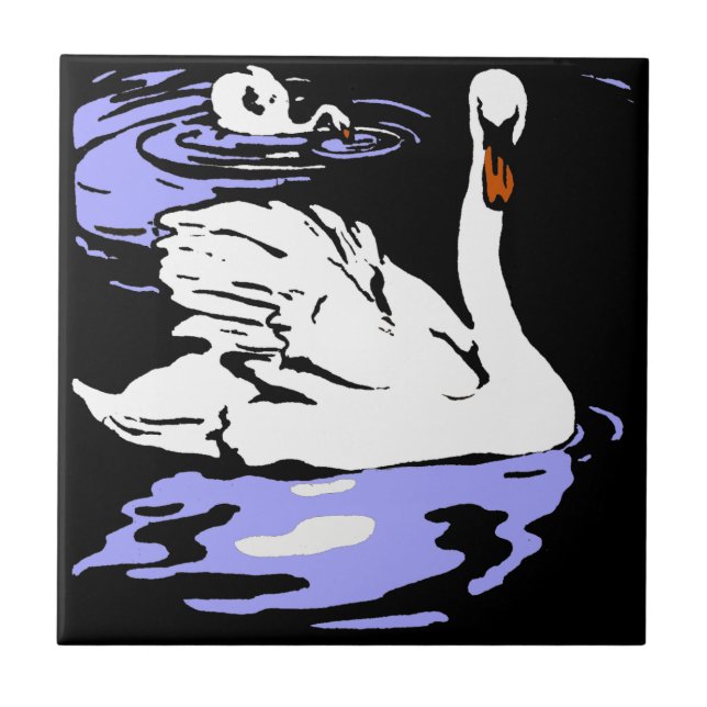 Striking Victorian Woodcut Animal Coaster - Swans (Front)