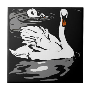 Striking Victorian Woodcut Animal Coaster - Swans