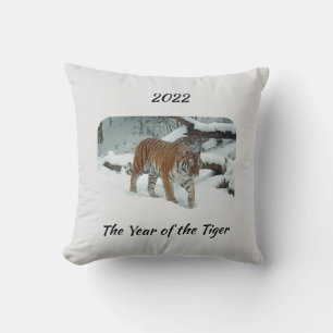 Striking Year of the Tiger Chinese Zodiac Throw Pillow