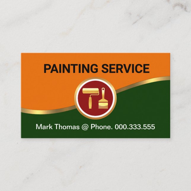Striking Yellow Green Painting Wave Business Card (Front)