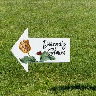 Striking Yellow & Red Tulip Directional SHOWER  Sign