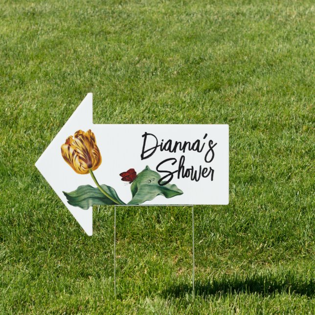 Striking Yellow & Red Tulip Directional SHOWER  Sign (Insitu)