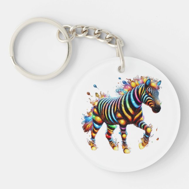 Striking Zebra Charm Keychain (Front)