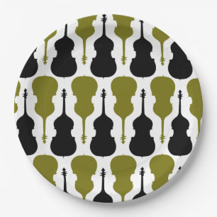String Bass Pattern - Green and Black Paper Plates