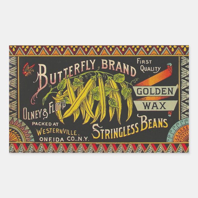 String Bean Label Vegetable Country (Front)
