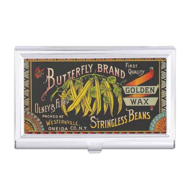 String Bean Label Vegetable Country Business Card Case (Front)