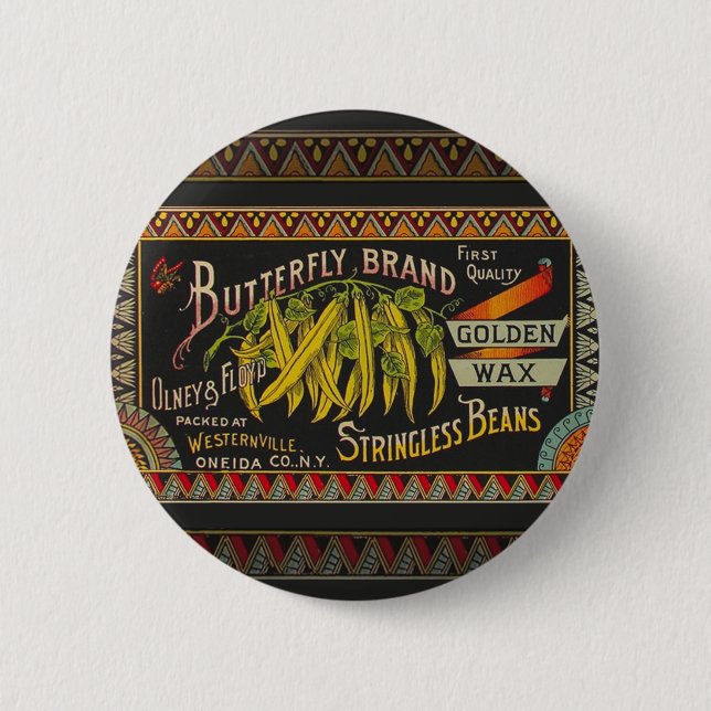String Bean Label Vegetable Country Button (Front)