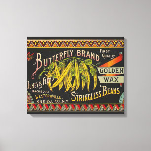 String Bean Label Vegetable Country Canvas Print
