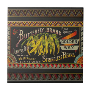 String Bean Label Vegetable Country Ceramic Tile