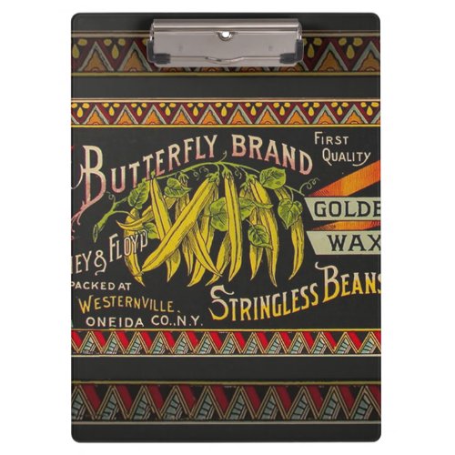 String Bean Label Vegetable Country Clipboard