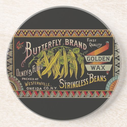 String Bean Label Vegetable Country Coaster