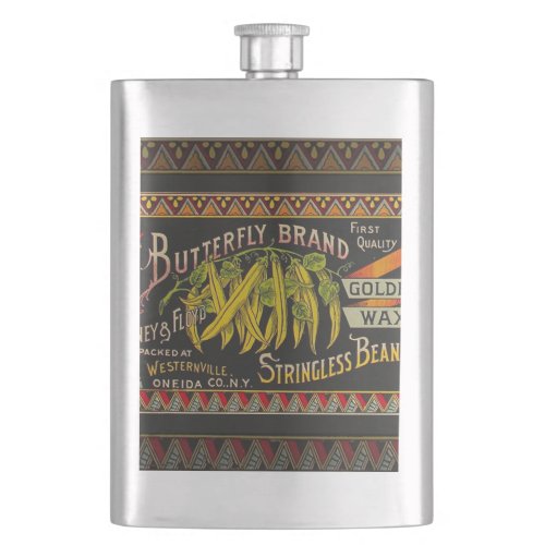 String Bean Label Vegetable Country Flask